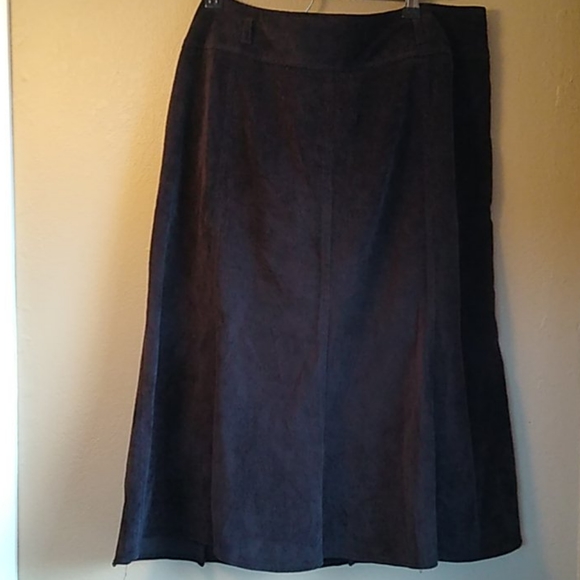 Larry Levine Brown Fine Coarduroy Pleated Skirt 14 - Picture 6 of 8